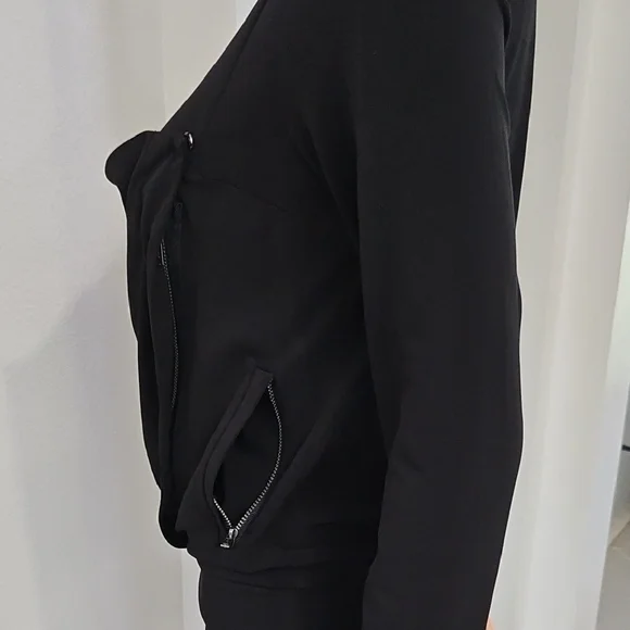 BCBGeneration Black Ribbed Ruched Long Sleeve Sheath Dress - Picture 8 of 11